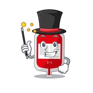 Kan torbası çizgi film tasarımı tarzında muhteşem bir akıllı sihirbaz.