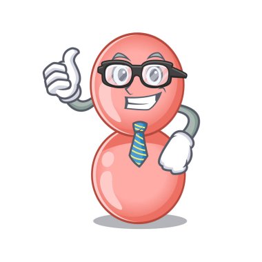 Zarif bir neisseria gonorrhoeae iş adamı maskot tasarımı gözlük ve kravat takıyor.