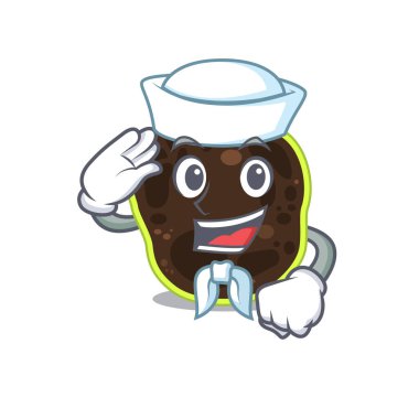 Gülen denizci çizgi film karakteri. Beyaz şapka ve kravat takan firmalar.