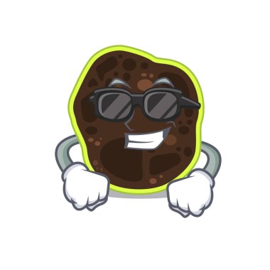 Çizgi film karakteri, zarif siyah gözlükler takıyor.