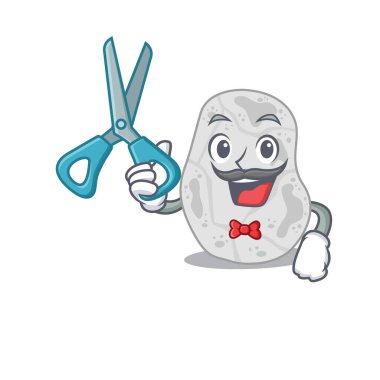 Beyaz planctomycetes yetenekli berber olarak çizgi film karakteri tasarımı