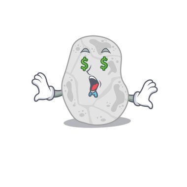 Zengin çizgi film karakteri konsepti para gözlü beyaz planctomycetes