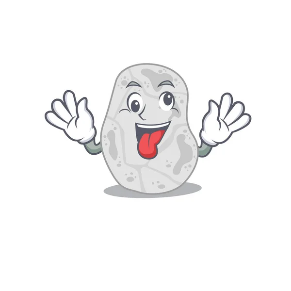 Un diseño de mascota de planctomicetos blancos con una cara loca divertida — Vector de stock