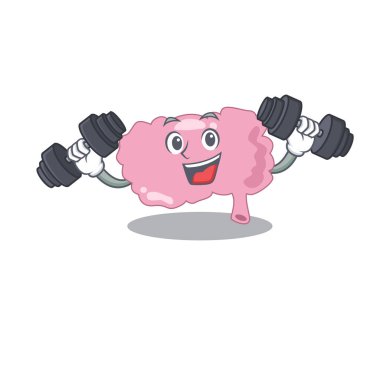 Beyin maskotu tasarımı egzersiz sırasında halterleri kaldırmaktan mutluluk duyar.