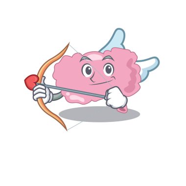 Tatlı romantik aşk karikatüründeki beyin okla çizilmiş.