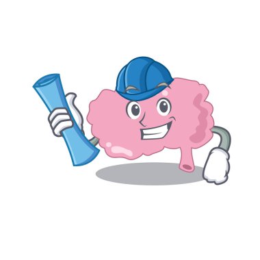 mavi izli beyin mimarının karikatür resmi.