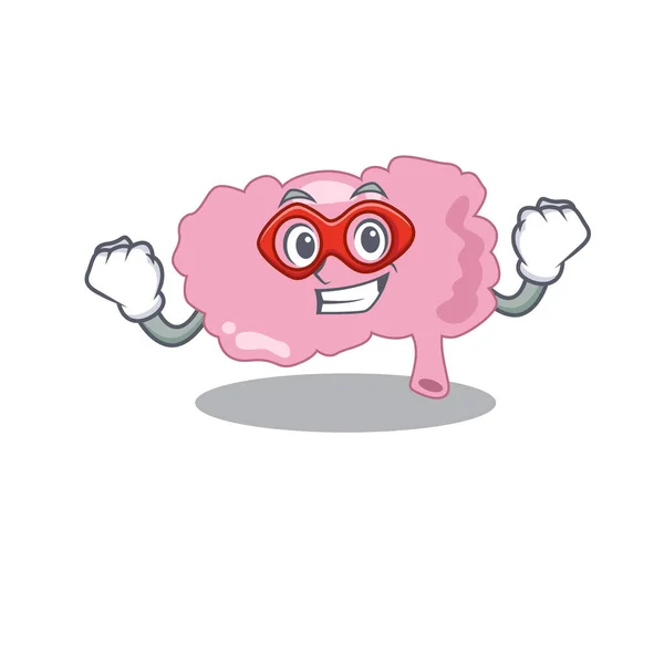 Un dessin animé du cerveau dans un personnage de super héros — Image vectorielle