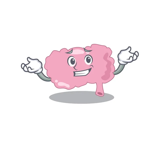 Een schattig beeld van het grijnzende brein karikatuur karakter — Stockvector