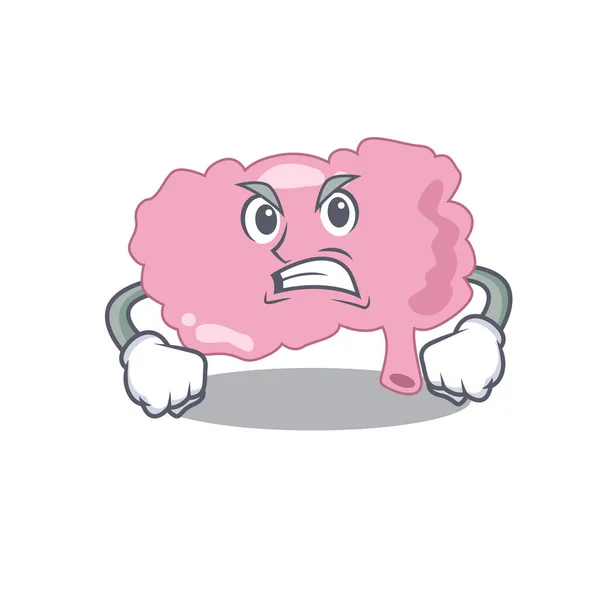Een cartoon foto van hersenen met een boos gezicht — Stockvector