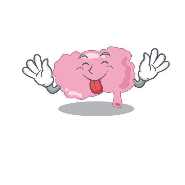 Divertido diseño de dibujos animados del cerebro con la lengua hacia fuera la cara — Vector de stock