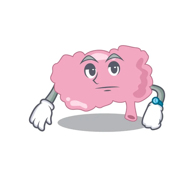Estilo de diseño de la mascota del cerebro con gesto de espera — Archivo Imágenes Vectoriales