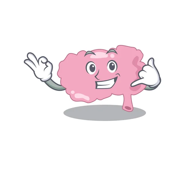 Diseño de caricatura de cerebro mostrando llámame gesto divertido — Vector de stock