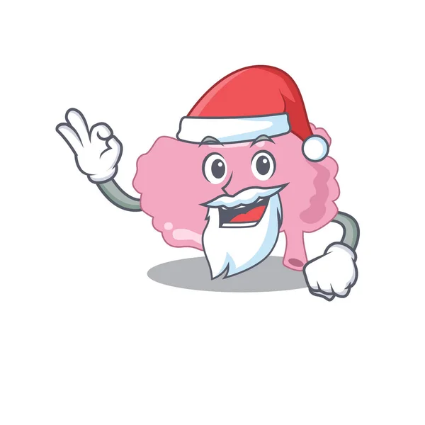 Cartoon character of brain Santa having cute ok finger — Stock Vector