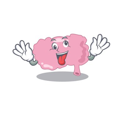 Komik, çılgın bir yüze sahip bir beyin maskotu tasarımı.