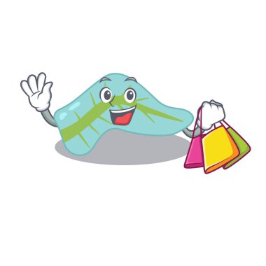 Alışveriş torbaları olan zengin pankreas çizgi film karakteri