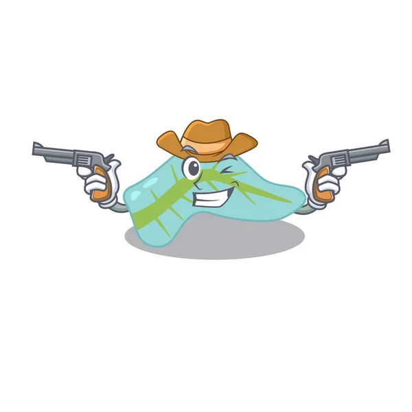 Γελοιογραφία χαρακτήρα καουμπόι του παγκρέατος με όπλα — Διανυσματικό Αρχείο