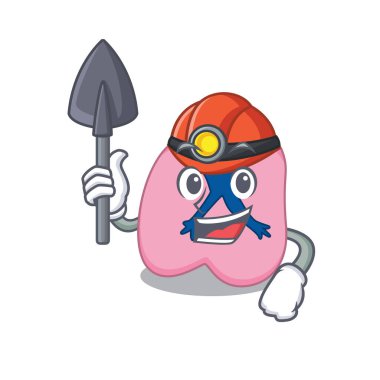 Akciğer madencisinin alet ve miğferli bir resmi.