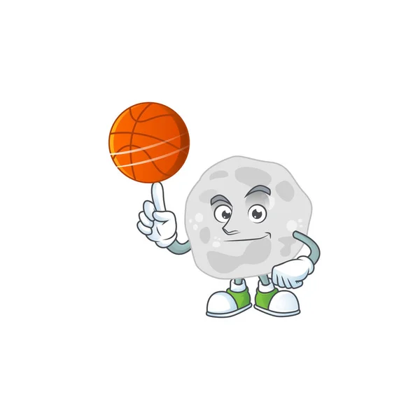 Sportowy fibrobacteres wzór maskotki styl gry w koszykówkę na lidze — Wektor stockowy