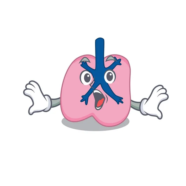 Concepto de diseño de la mascota pulmonar con un gesto sorprendido — Archivo Imágenes Vectoriales