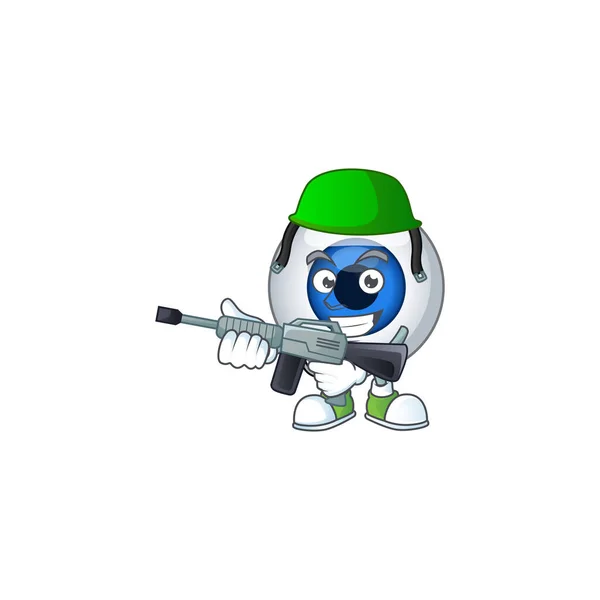 エレガントな人間の目のボール自動銃を使用した陸軍のマスコットデザインスタイル — ストックベクタ
