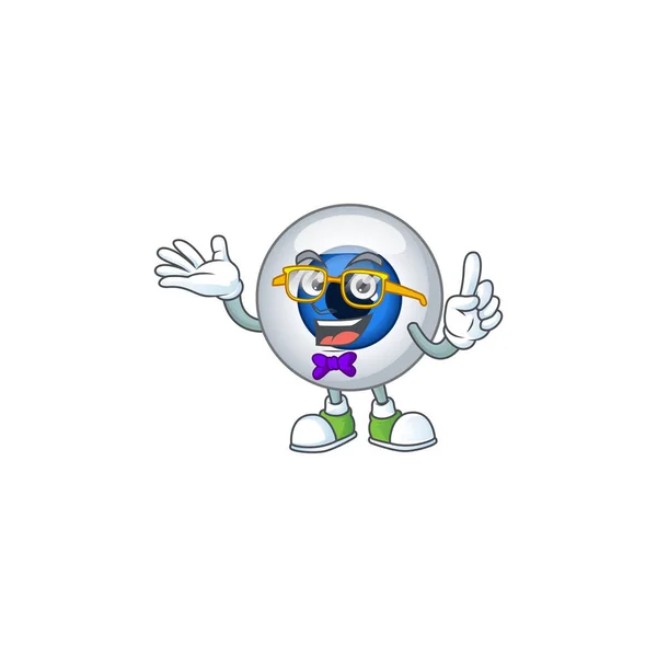Diseño de personajes de dibujos animados de Geek ojo humano bola con gafas extrañas — Vector de stock