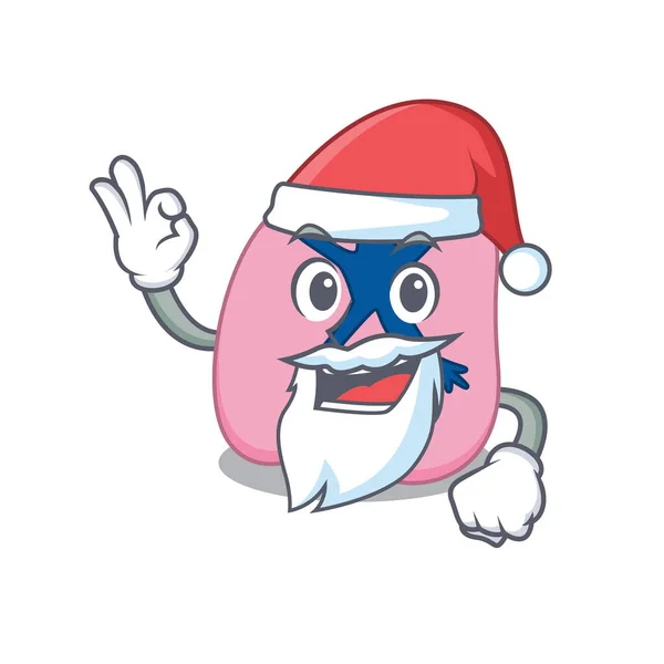 Personnage de dessin animé de poumon Père Noël ayant doigt ok mignon — Image vectorielle