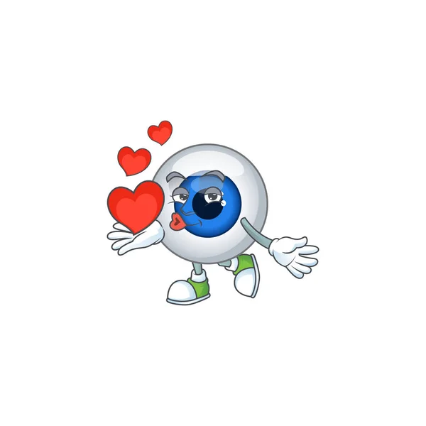 An adorable cartoon design of human eye ball holding heart — Stock Vector