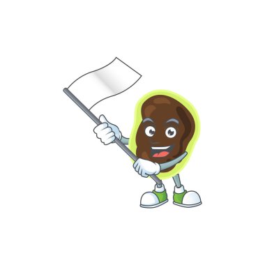 Beyaz bayraklı hoş bir karikatür karakteri.