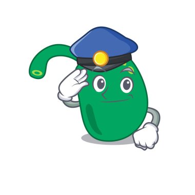 Polis memuru çizgi filminde mavi bir şapka takıyordu.