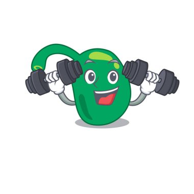 Pineal maskot tasarımı egzersiz sırasında halterleri kaldırmaktan mutluluk duyar.