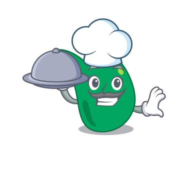 Maskot tasarımı. Tepside yemek servisi yapan bir kozalak şefi.