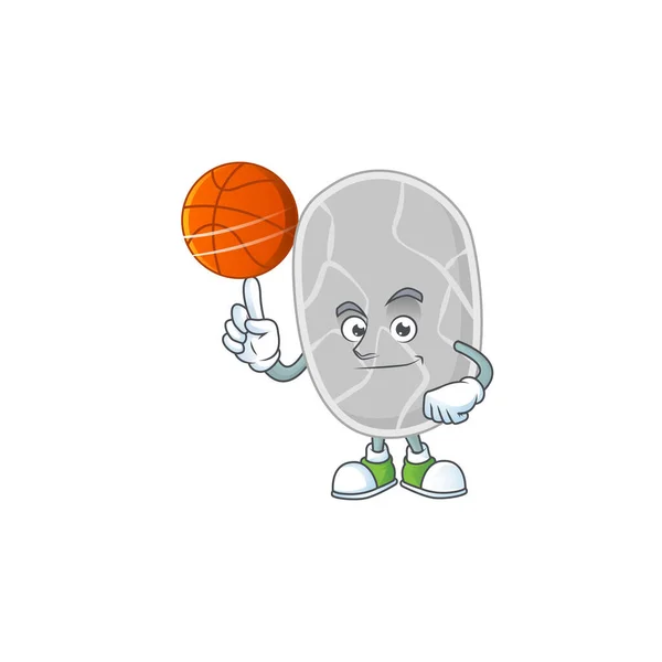 Uno stile sportivo di disegno della mascotte nitrospirae giocare a basket in lega — Vettoriale Stock