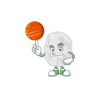Ligde basketbol oynayan sportif bir planctomycetes maskot tasarımı.