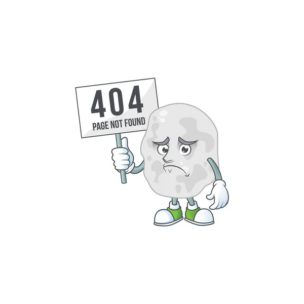 Düsteres Gesicht der Planktomyceten Zeichentrickfigur mit 404 Brettern — Stockvektor