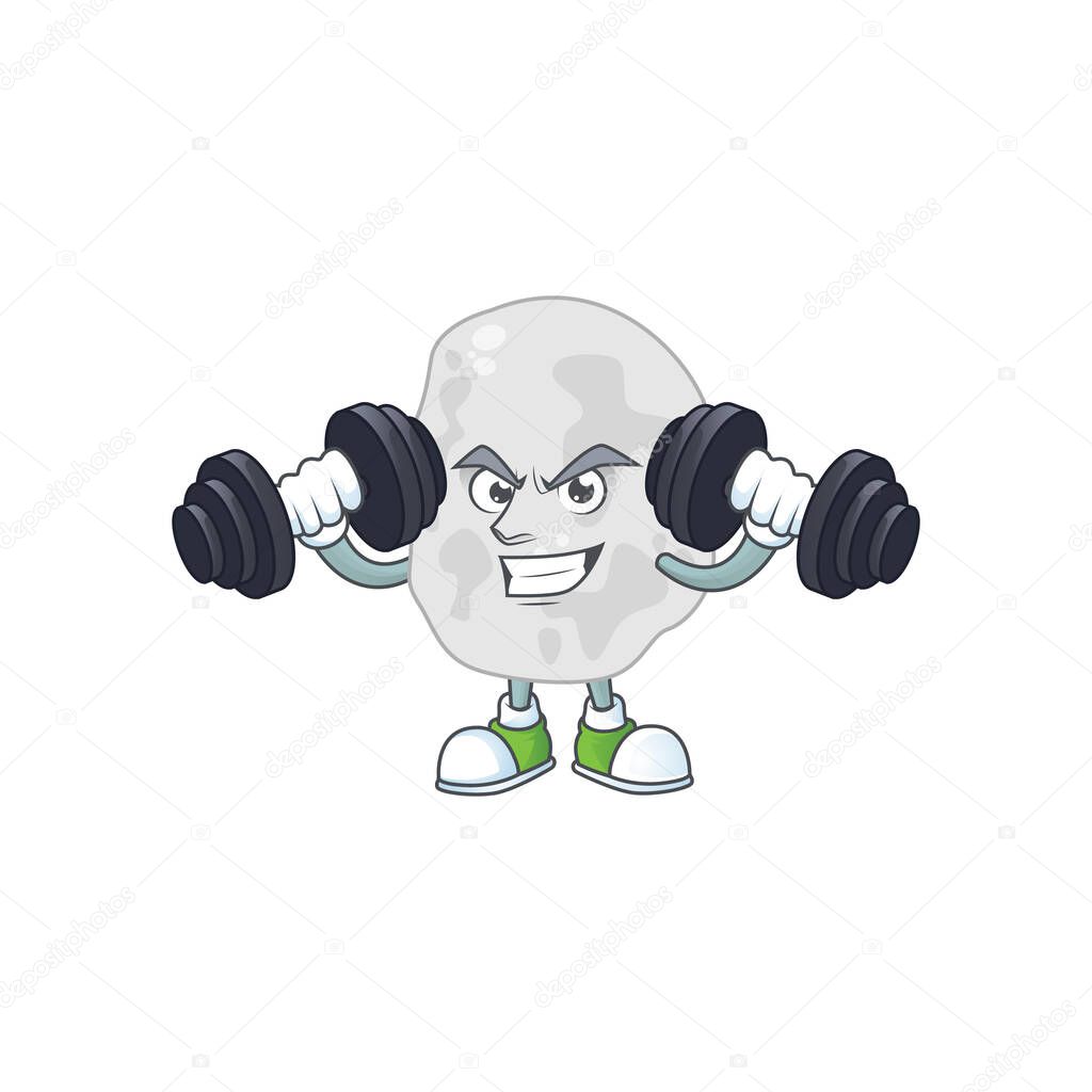 Caricature picture of planctomycetes exercising with barbells on gym