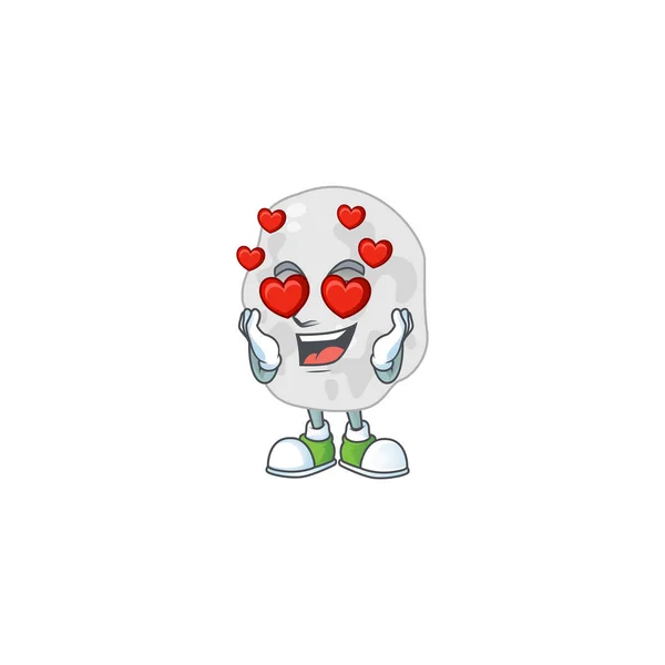 Um adorável estilo de mascote de desenhos animados planctomycetes com uma queda no rosto do amor —  Vetores de Stock