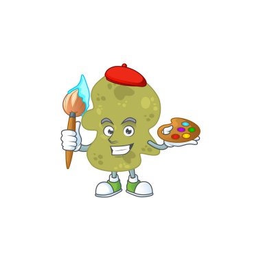 Verrucomicrobia 'nın yaratıcı sanatçısı fırça kullanarak karakter çizimi yapıyor.