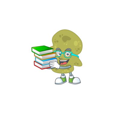 Verrucomicrobia öğrencisinin kitap sahibi olduğu bir maskot tasarımı.