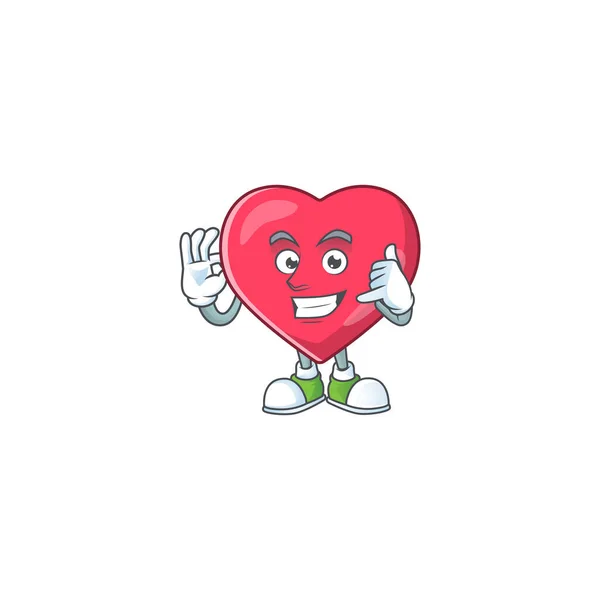 Heart medical notification mascot cartoon design make a call gesture — Stock Vector