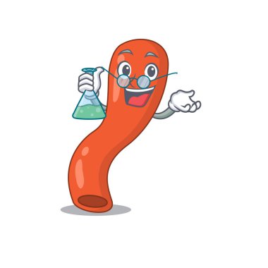 Apandis 'in karikatür karakteri. Zeki profesör laboratuvar üzerinde çalışıyor.