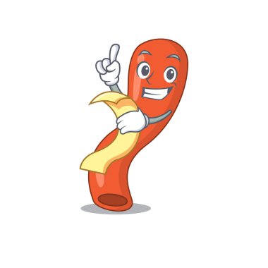 Elinde menü olan bir eklenti maskotu karakteri.