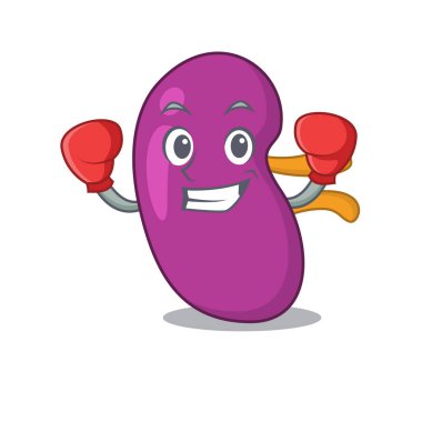 Mascot design of kidney as a sporty boxing athlete clipart