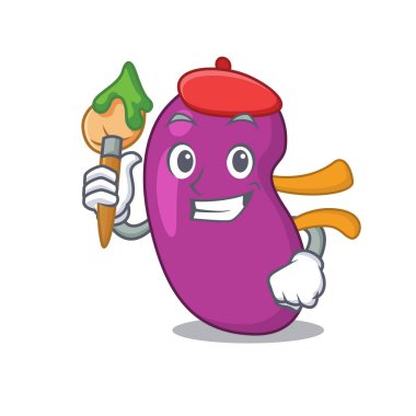 Sanatsal bir böbrek sanatçısı, maskot tasarımı.