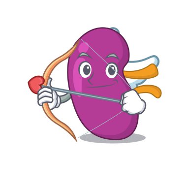 Tatlı romantik aşk karikatüründeki böbrek oklu çizim