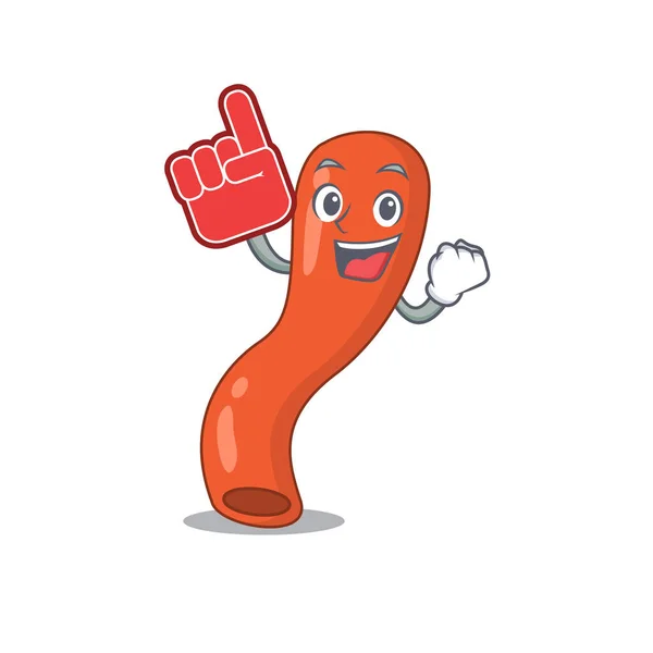 Appendix in cartoon drawing character design with Foam finger — Stock Vector