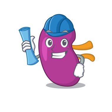 Mavi izli böbrek mimarının karikatür resmi.