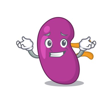 Sırıtan böbrek karikatürü karakterinin şirin bir resmi.