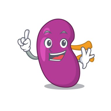 Bir parmak hareketiyle böbrek karikatür tasarımı.