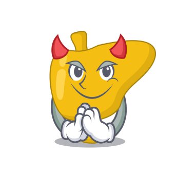 Karaciğer şeytan çizgi film karakteri tasarımı konsepti gibi giyinmiş.