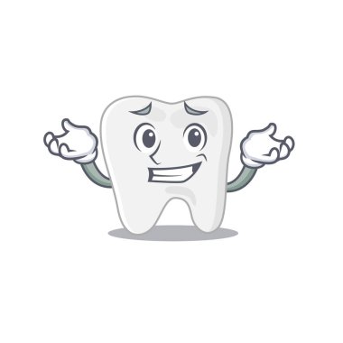 Sırıtan diş karikatürü karakterinin şirin bir resmi.